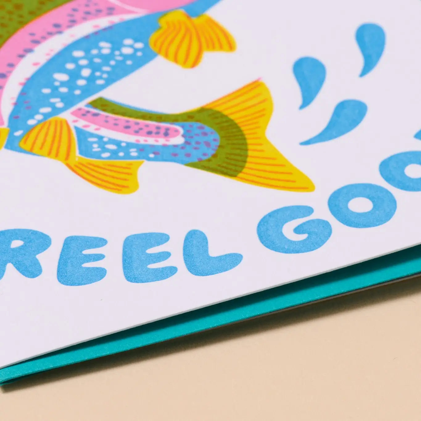 Letterpress Birthday Card—Reel Good (Trout, Fish, Colorful)