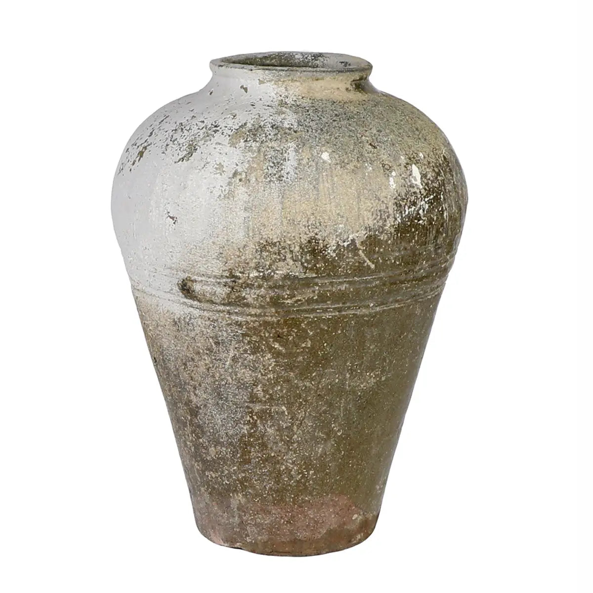 Chinese Storage Jar Pottery Vase Dark Green Olive Mijiu '米酒' Jar