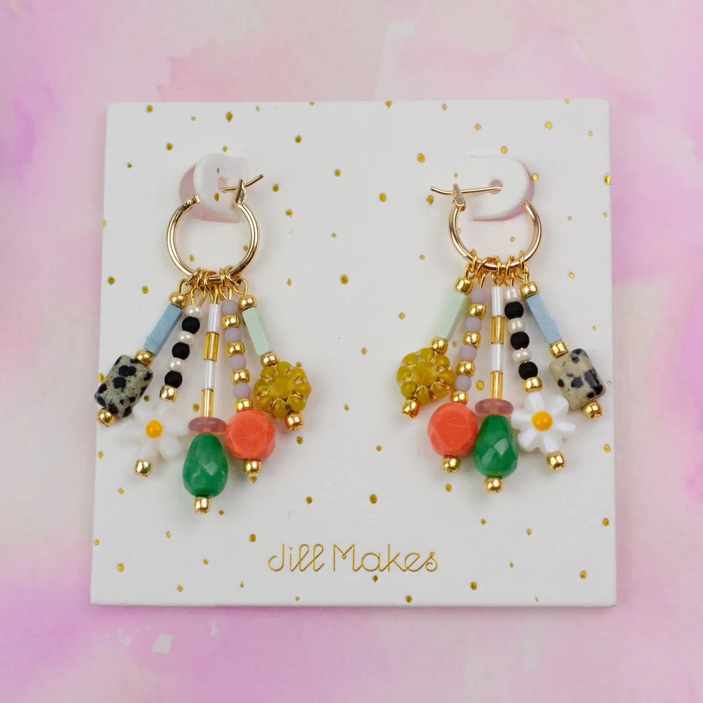 Colorful Beaded Charm Earrings