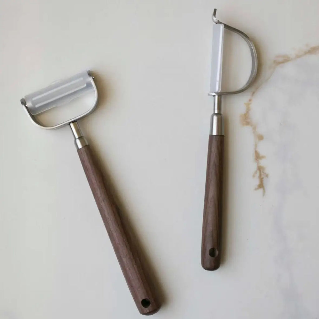 Vegetable and Fruit Peeler Wood & Stainless Steel U-Shaped