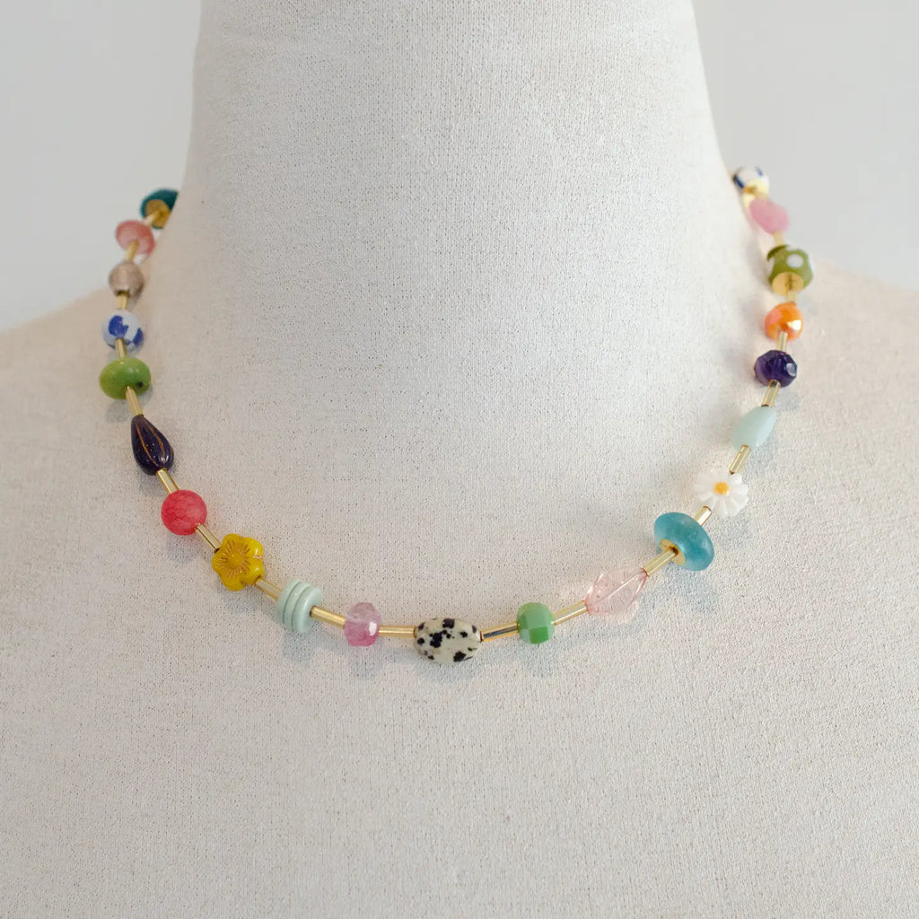 Colorful Beaded Eclectic Necklace in Bright