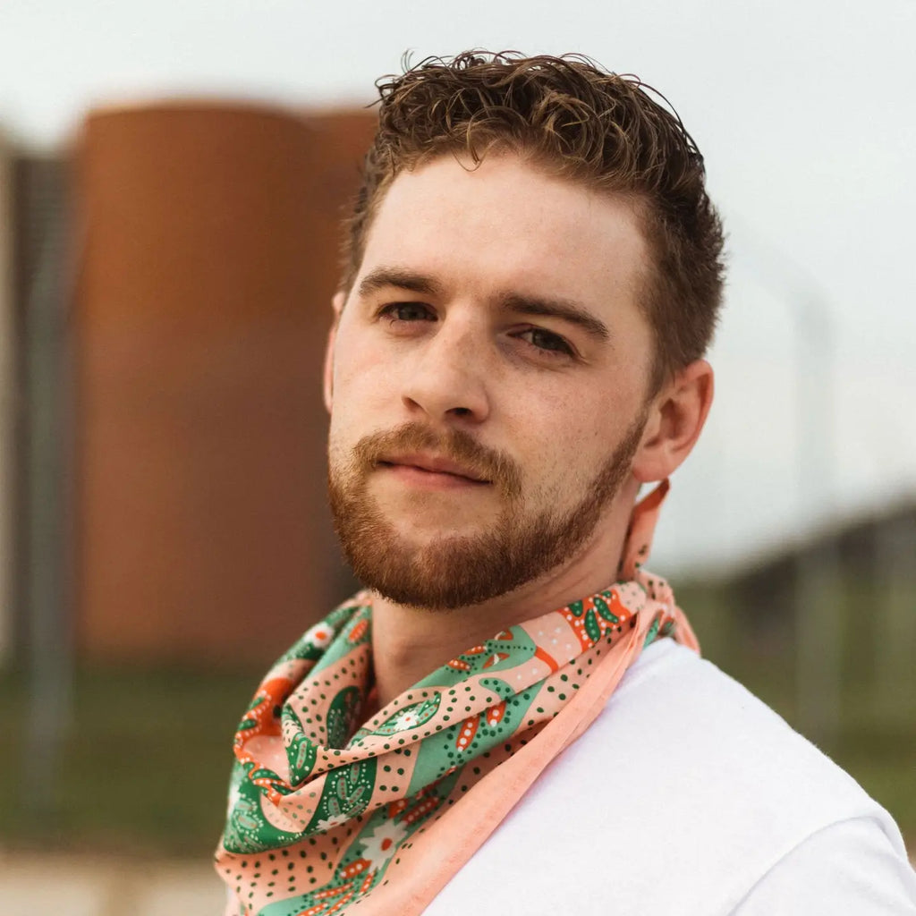 No. 069 Snakes Pink & Green Bandana