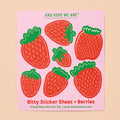 Bitty Vinyl Sticker Sheet—Strawberries (7 Little Stickers)
