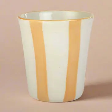 Ceramic Yellow Stripe Glass - 3 Inches
