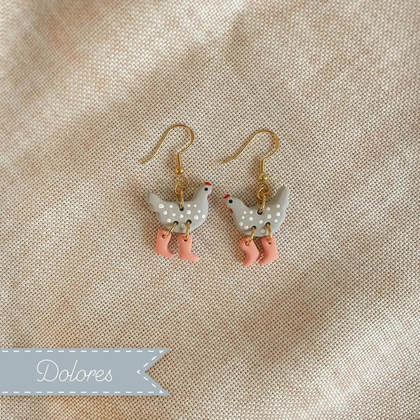 Polka Dot Chickens in Boots Earrings 9 Options