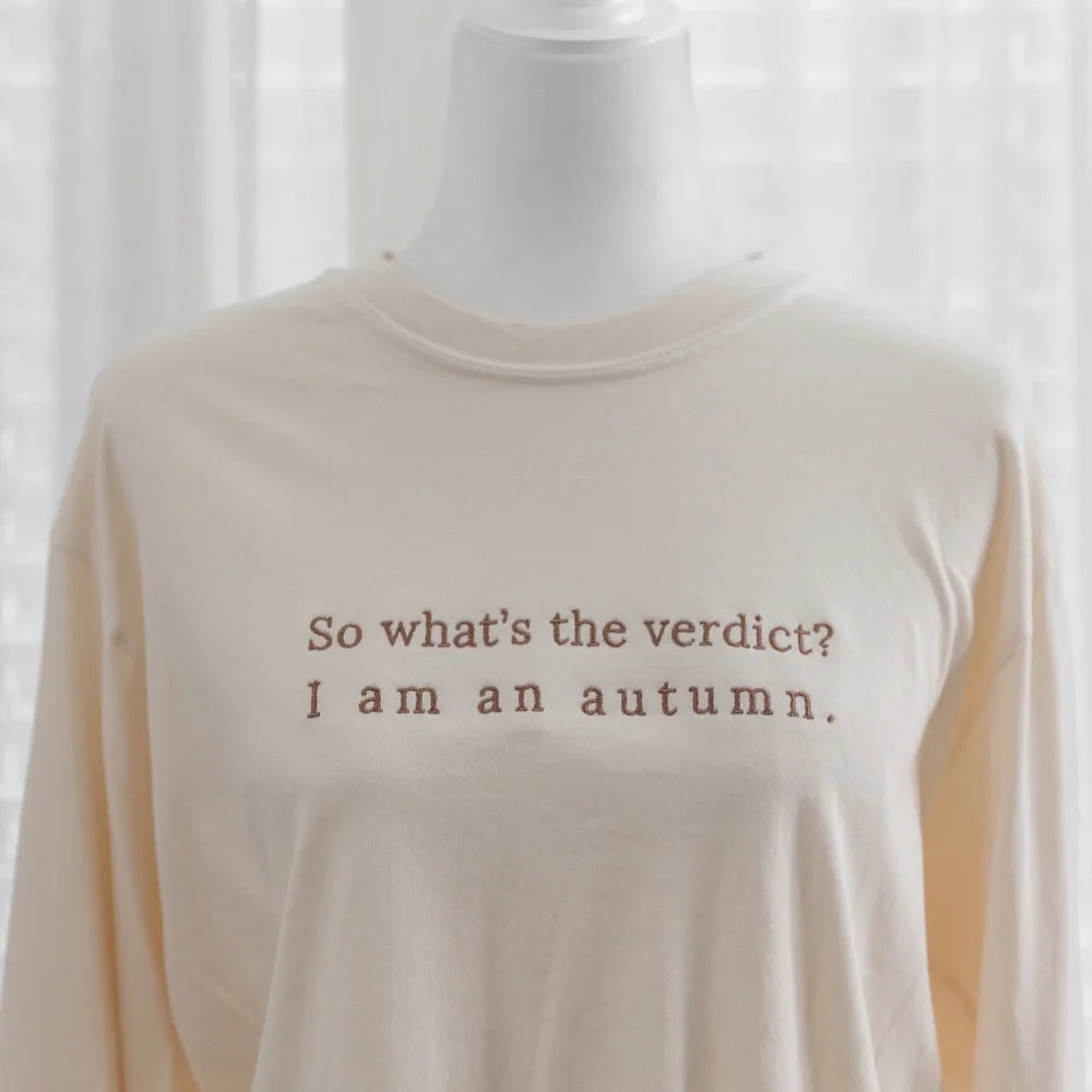 Embroidered Gilmore Girls Tee: "I am an Autumn" Long Sleeve