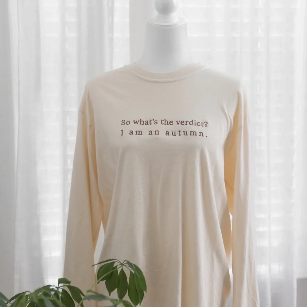Embroidered Gilmore Girls Tee: "I am an Autumn" Long Sleeve